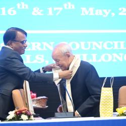 Member, NEC Sh. Tenzing Norbu Thongdok is being welcomed by Secretary, NEC Sh. Angshuman Dey during NEC Vision Workshop