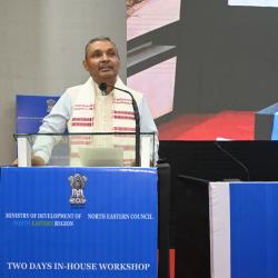Secretary, MDoNER Sh. Chanchal Kumar during his address in the final session of the NEC Vision Workshop