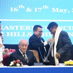 Secretary, NEC Sh. Angshuman Dey is being greeted by Planning Adviser Sh. Som Kamei