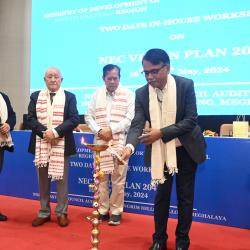 Secretary, NEC Sh. Angshuman Dey ligthing the lamp during NEC Vision Workshop