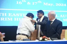 Member, NEC Sh. Longki Phangcho is being welcomed by Secreta