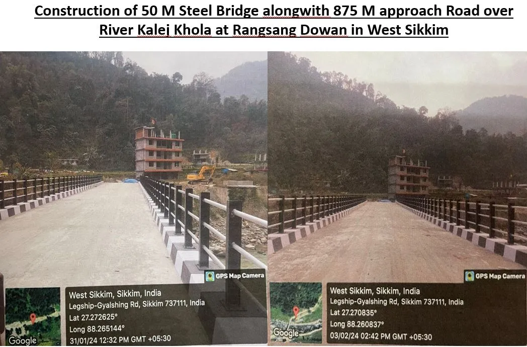 Construction of 50 M Steel Bridge alongwith 875 M approach R