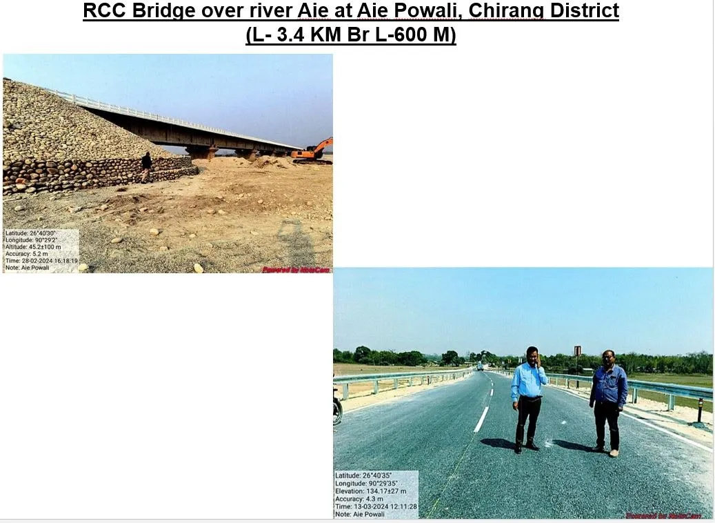 RCC Bridge over river Aie at Aie Powali, Chirang District(L- 3.4 KM Br L-600 M)