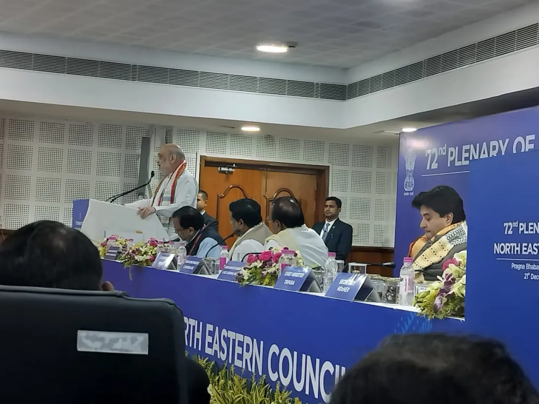 Home Minister and Chairman of NEC, Sh. Amit Shah delivering